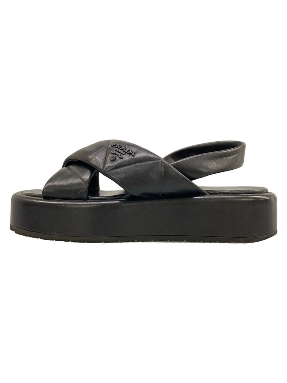 Prada Sandals 36 Black Quilt Leather